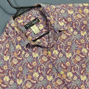 Tori Richard Shirt Men's L Multicolor Cotton Lawn Floral Short Sleeve USA Made